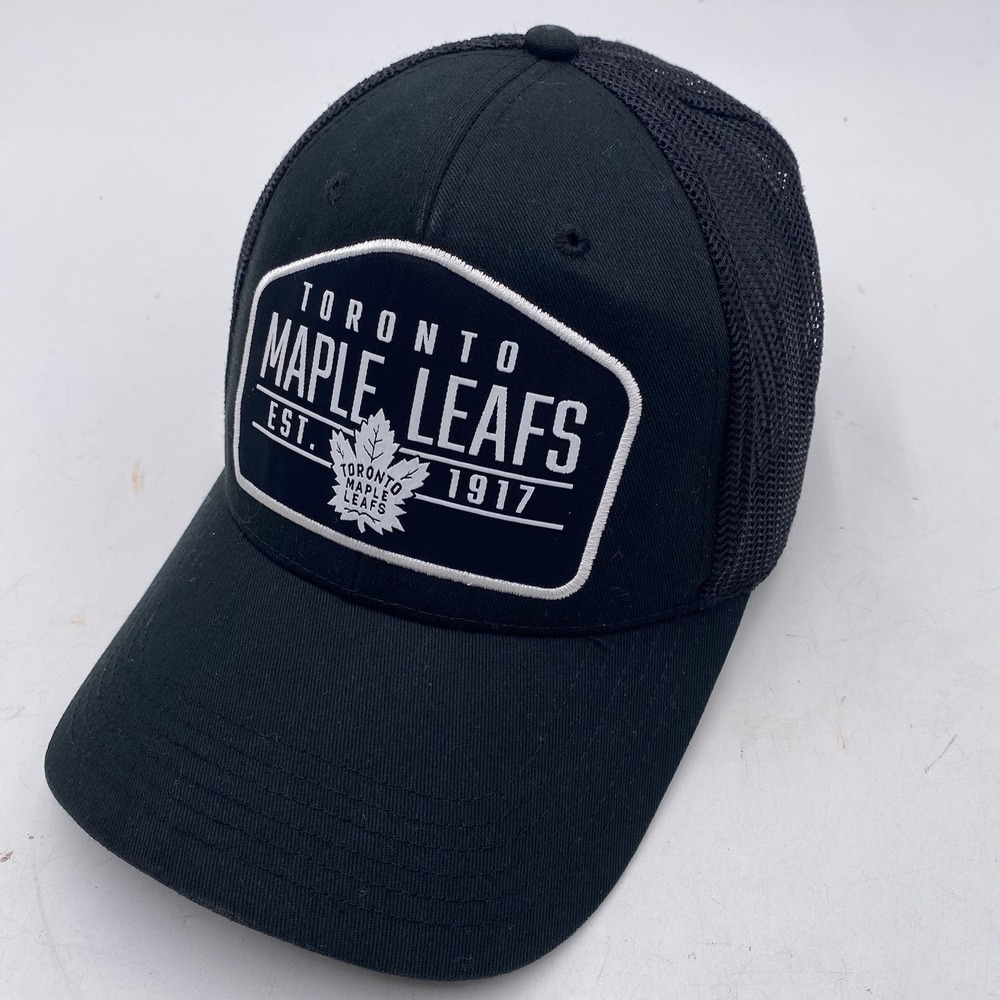 Toronto Maple Leafs Hat Blackout NHL SnapBack Trucker‎ Mesh Black Cleaned VGC
